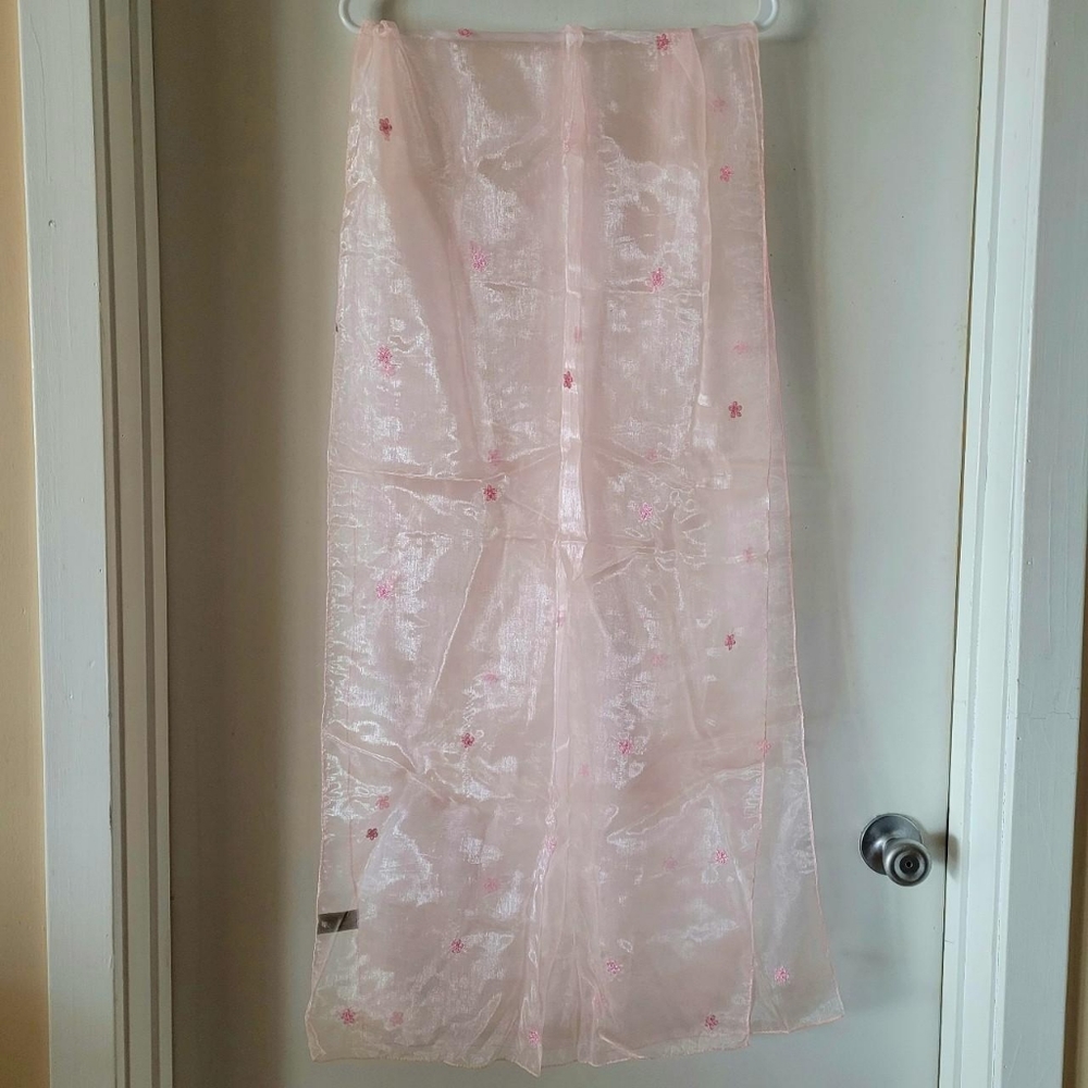 Beautiful embroidered sheer pink scarf